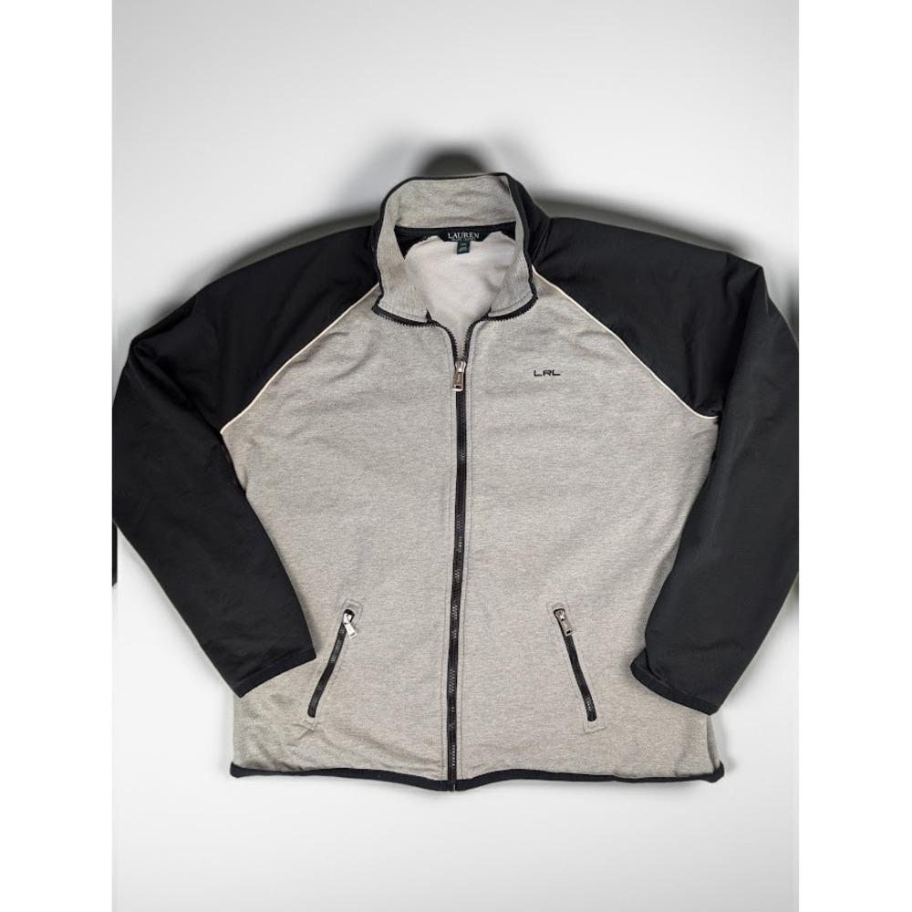 Lauren Ralph Lauren Active Full Zip Jacket Women's XXL Black Grey Zipper Pockets